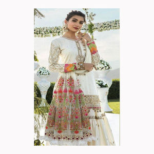 Impresionante vestido de fiesta de verano para mujer con logotipo personalizado bordado personalizado Pakistán seda Boutique moda - Product Image 5