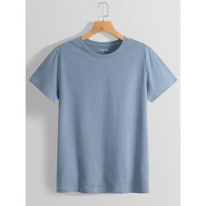 Col rond vert T-shirt vêtements pour hommes 100% coton T-shirt à manches courtes longue durée qualité Durable absorbant la sueur t-shirts exportation - Product Image 2