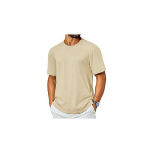 Camisetas de cuello redondo de manga corta de algodón Premium para hombre, camisetas clásicas sólidas básicas informales holgadas con estampado Digital - Product Image 1