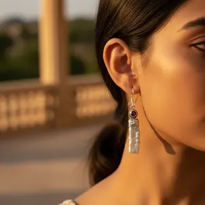 Pendientes de Plata 925 con Perlas de Agua Dulce y Granate para Mujer, Joyería Moderna Chapada en Oro, Opciones Principales de Oro Rosa de 14K y 18K, 100% Oro de 14K - Product Image 1