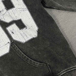 Sudaderas con capucha desgastadas lavadas con ácido de invierno para hombres Pulpover/cremallera Material polar suave MOQ bajo suministro al por mayor liso teñido sólido - Product Image 2