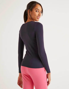 Camiseta de manga larga con cuello redondo al por mayor para mujer, camiseta informal gruesa de manga larga elástica alta, transpirable y de la mejor calidad - Product Image 6