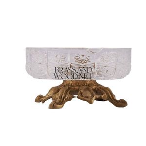 Cenicero de cobre antiguo, cuenco de cristal redondo decorativo hecho a mano con base de latón adornado, accesorio elegante para fumar de estilo vintage - Product Image 4