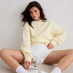 Sudadera con Logotipo Estampado OEM, Sudadera Holgada y Cómoda para Mujer, de Color Sólido, Transpirable, de Punto, de Manga Larga, para Otoño - Product Image 6