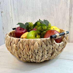Cestas pequeñas de jacinto de agua, tejidas a mano, cesta poco profunda, contenedor de almacenamiento natural en forma de cuenco - Product Image 5