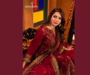 Jannat Mirza Collection Asim Jofa Soie torsadée brodée 3 pièces Salwar Kameez Saison d'hiver cousue par Ssumaira - Product Image 3