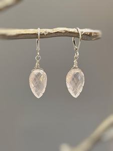 Boucles d'oreilles pendantes en argent sterling 925 de style vintage avec pierre précieuse en quartz rose naturel plaqué or à la mode pour mariage ou cadeau - Product Image 3