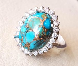 Anillo de Mujer con Turquesa Azul Natural, Piedra de Nacimiento de Diciembre, Anillo Apilable de Boda, Joyería de Plata de Ley 925 - Product Image 2