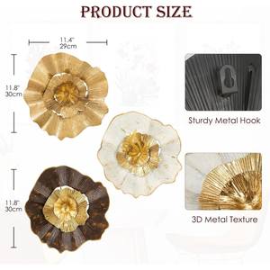 Atractivo arte de pared Hierro Metal Diseño floral Color dorado y blanco Decoración para el hogar Arte colgante de pared a precio competitivo - Product Image 2