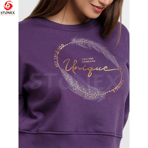 Sweat-shirt pour femme en coton 100% de haute qualité, épais, personnalisé, imprimé, style streetwear, pour l'hiver - Product Image 4