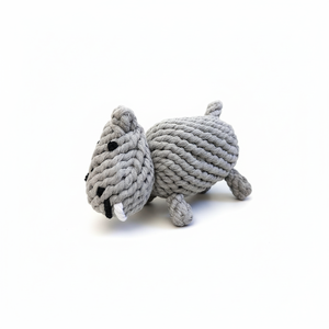 Jouet à mâcher pour chien en macramé fait main de luxe, grand hippopotame gris, jouet en corde fait main pour animaux de compagnie - Product Image 1