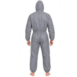 Combinaison de protection grise à capuche avec fermeture éclair sur le devant et poignets élastiques pour vêtements de travail - Product Image 5