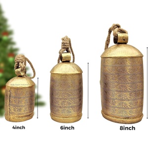 New Design Handcrafted Metal Cow <b>Bells</b> With Rustic Gold Finished Used for Hanging Decor Religious Ornament Cow <b>Bell</b> - Product Image 4