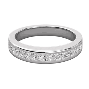 RITZIN Princess Lab Grown Diamond Half Eternity <b>Silver</b> <b>Wedding</b> <b>Band</b> for Her - Product Image 4