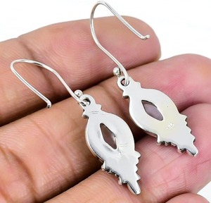 Graceful Rose Quartz Gemstone <b>Earrings</b> 925 Solid <b>Sterling</b> <b>Silver</b> Marquise Shape <b>Earrings</b> for Women Girls <b>Dangle</b> <b>Silver</b> <b>Earrings</b> - Product Image 3