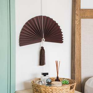 OFERTA 30% Abanico Decorativo de Pared de Bambú Rojo Intenso, Varios Tamaños |   Abanico Grande de Bambú para Cabecera Colgante Estilo Boho, Sala de Estar, Dormitorio - Product Image 4