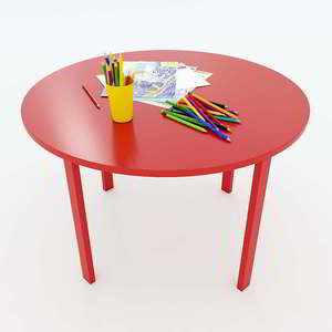 Juego de Mesa y Sillas de Jardín de Infancia de Diseño Moderno KGD013, 1 Mesa Redonda de Madera Maciza, 4 Sillas de Madera de Caucho, Muebles Escolares para Niños - Product Image 4