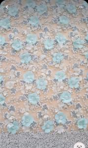 Tissu de dentelle perlée avec accents pailletés et broderie détaillée idéal pour la décoration Lehenga dans une tenue indienne nuptiale et formelle - Product Image 2