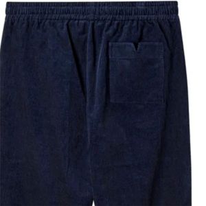 Anti-wrinkle <b>Man</b> <b>Trouser</b> Plain Dyed <b>Elastic</b>-waist Navy Corduroy Pants With, Zippered Side Pocket, Crafted From Plush 100% Cotton - Product Image 5