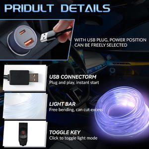 Bande lumineuse flexible RGB pour intérieur de voiture, éclairage d'ambiance USB EL à ligne froide pour la décoration intérieure et la recherche sur l'épilepsie et la dépression - Product Image 3