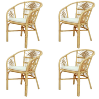 Fauteuil Harmony en bambou et rotin, structure en bois capitonnée, design moderne, pour salle à manger, salon, chaise de détente