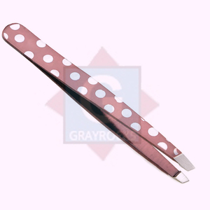 Pinzas para cejas de belleza de acero inoxidable de alta calidad con punta inclinada Pinzas para cejas injertadas con logotipo personalizado - Product Image 4