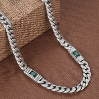 Nouveau collier pendentif noir avec motif herbe Tang, accessoire chaîne à maillons rétro tendance personnalisé, cadeau unisexe pour style hip-hop