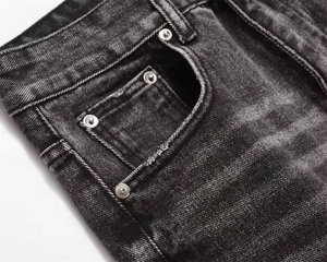 กางเกงยีนส์ผู้ชายสีดำเอวสูงระบายอากาศ - Product Image 6