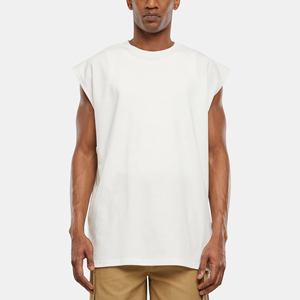 Camiseta estampada con logotipo personalizado para hombre, camiseta sin mangas de gimnasio extragrande de algodón 100%, camiseta sin mangas de entrenamiento - Product Image 3