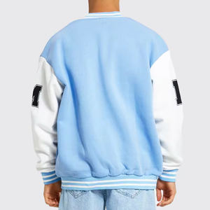 <b>Men's</b> High Quality Winter Wool/Polyester Sleeve <b>Baseball</b> <b>Jacket</b> Stand Collar Street Wear Chenille Embroidery Patchwork Letterman - Product Image 2