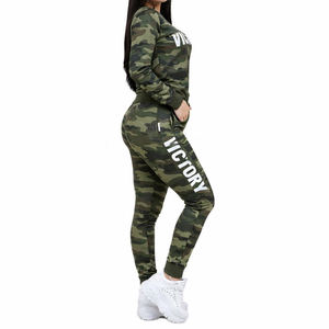 Conjunto Deportivo de Camuflaje para Mujer con Logotipo Personalizado, Sudadera de Manga Larga y Pantalones Deportivos - Product Image 3