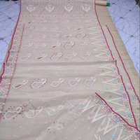 Sari Dhakai Jamdani en coton de haute qualité à prix abordable pour femme, prêt-à-porter, entièrement cousu, séchage rapide, bleu, vert, doré