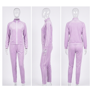Women Black 2 Piece Tracksuit Set Stand Collar Zip Up Long Sleeve Letter Print Stripe Pants Sporty <b>Leisurewear</b> Tracksuits - Product Image 6