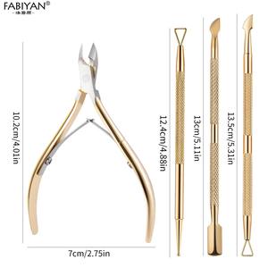2/3/4Pcs Set Gold Manicure Set Stainless Steel Nail Cuticle Scissors Cuticle Pusher Dead Skin Scissor Cuticle Remover Nail Tools - Product Image 2