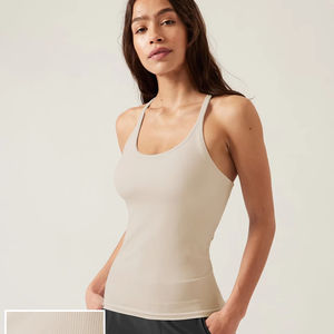 Camiseta sin mangas atlética ajustada para mujer, chaleco acanalado transpirable de secado rápido con manga sólida para Fitness, chaleco básico de gimnasio al por mayor - Product Image 2