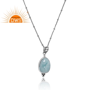 Collar con colgante de piedras preciosas Larimar Natural de plata de ley superventas, joyería personalizada para mujer, regalo para ella - Product Image 2