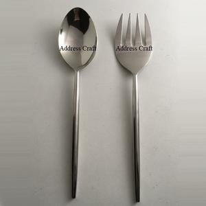 Juego de servidor de ensalada de acero inoxidable de estilo americano, juego de cuchara, tenedor, herramientas de ensalada de alta calidad, vajilla para servir verduras, vajilla - Product Image 2