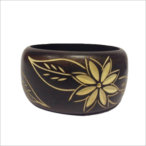 Best Design Floral Resin <b>Bangle</b> Bracelet Black Color Stylish Round Hand Painted Artistic Design Wedding Party for Women and Girl - Product Image 4