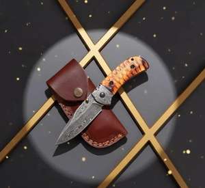 Cuchillo Plegable Hecho a Mano Personalizado al por Mayor, Cuchillos de Bolsillo Pequeños para Acampar, Cuchillo de Acero de Damasco con Bloqueo para Senderismo, Grado OEM - Product Image 3