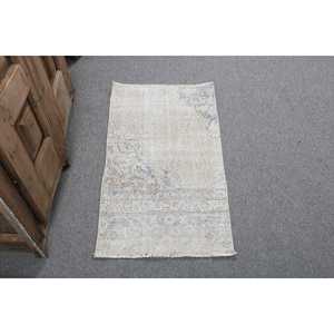 พรมวินเทจ, พรมตุรกีขนาด 1.6x2.9 ฟุต, พรมขนสัตว์สีขาวไล่เฉด - Product Image 1