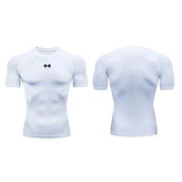 Vêtements de sport d'été pour hommes, t-shirt de compression, hauts élastiques à séchage rapide avec design athlétique imprimé