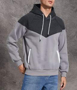 Sudadera con capucha de lana de algodón para hombre, jersey de gran tamaño cálido de invierno con bolsillo canguro, hombro caído, patrón sólido y logotipo personalizado - Product Image 6