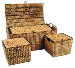 Economically Priced Handwoven Water Hyacinth <b>Woven</b> <b>Baskets</b> Tray Comfortable Handle for Bedroom Living Room Bathroom Organization - Product Image 3