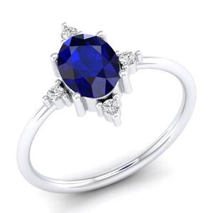 Anillo Solitario de Zafiro Azul de Corte Ovalado de 1.25 Quilates en Oro Sólido de 14 Quilates, Precio al por Mayor de REYES, Certificado GRA, Joyería Fina de Moissanita - Product Image 2