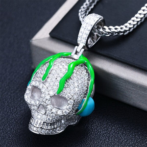 925 Plata de Ley VVS Moissanite Diamond Glow in the Dark Iced out Skull Hip Hop Jewelry Pendant Moissanite Colgantes & Charms - Product Image 4