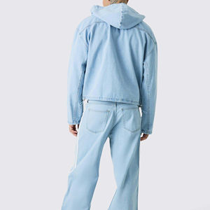 Top Quality Printing <b>Denim</b> <b>Fabric</b> Full Zip Us <b>Denim</b> Hoodies Custom Streetwear Light Blue Men <b>Denim</b> wear hoodies - Product Image 6