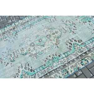 Alfombra Turca, Alfombra Vintage de 5.2x8.9 pies, Alfombra de Lana con Rayas Azules - Product Image 5