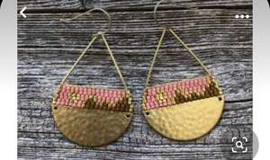 Antique Black and Gold Brass <b>Metal</b> Stud Earrings with Hand Finished Design Fashionable Party Wear <b>Bracelet</b> Accessory - Product Image 3