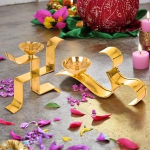 Diya en laiton fait main en forme de svastika pour la Pooja, idéal pour les articles de Pooja, nouvelle collection, décoration de la maison et du Mandir hindou. - Product Image 6
