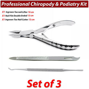 Kit de podologie podologique Ensemble de 3 pièces avec pince à ongles incarnés Lime à ongles Instruments de podologie en acier inoxydable - Product Image 6